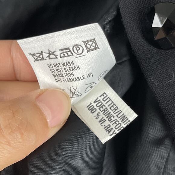 ESCADA Virgin Wool Blazer Jacket Womens 38 Black Bell Lace Trim Cropped Classic - Picture 14 of 15